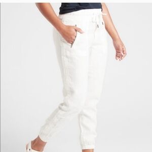 Athleta Cabo Ladies Linen White Joggers